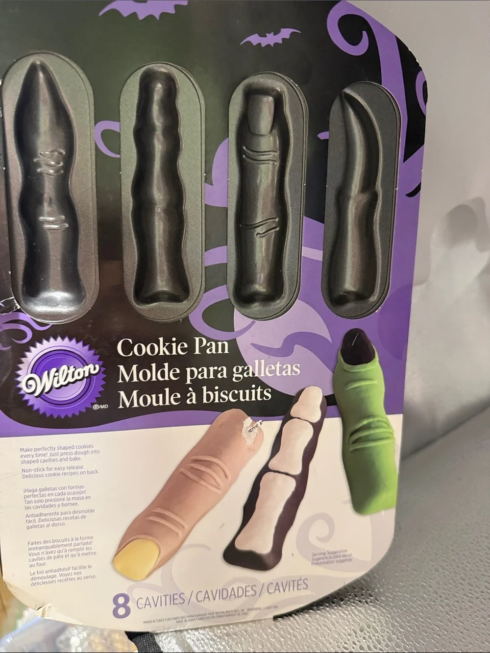 NWT Wilton Finger Cookie Pan in Black and Purple Packaging